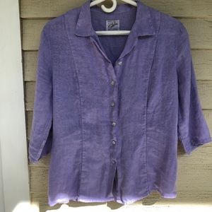 SABIHA? St Barths lavender linen 3/4 sleeve top